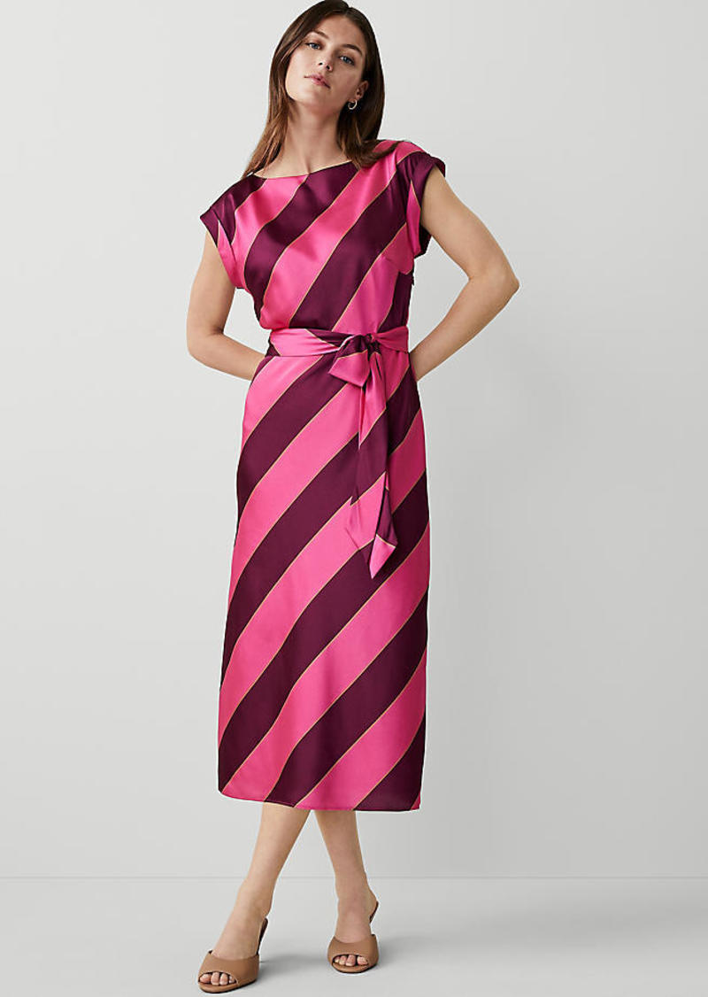 Ann Taylor Petite Striped Boatneck Flare Midi Dress