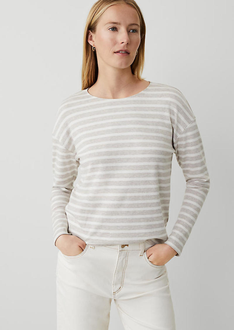 Ann Taylor Petite Striped Drop Shoulder Tee