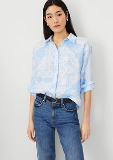 Ann Taylor Petite Tile Oversized Linen Shirt