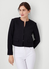 Ann Taylor Petite Tweed Cropped Crew Neck Jacket