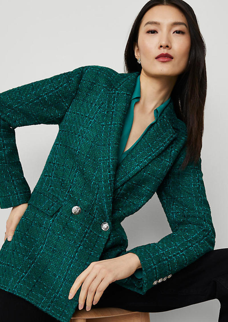 Ann Taylor Petite Tweed Double-Breasted Blazer