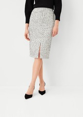 Ann Taylor Petite Tweed Front Slit Pencil Skirt