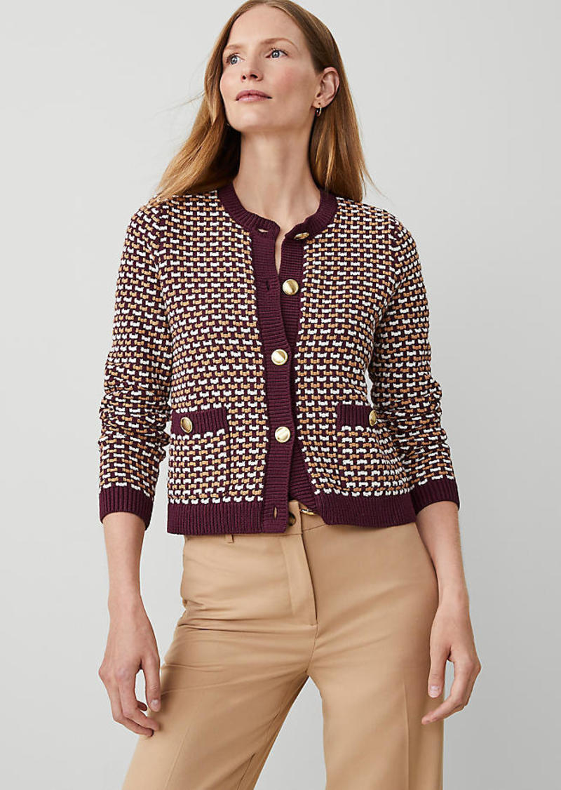 Ann Taylor Petite Tweed Stitch Sweater Jacket