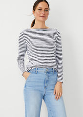 Ann Taylor Petite Tweed Stripe Boatneck Top