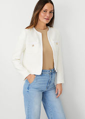 Ann Taylor Petite Tweed Trimmed Patch Pocket Jacket