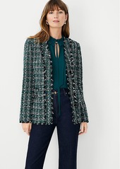 Ann Taylor Petite Shimmer Tweed V-Neck Cardigan Jacket