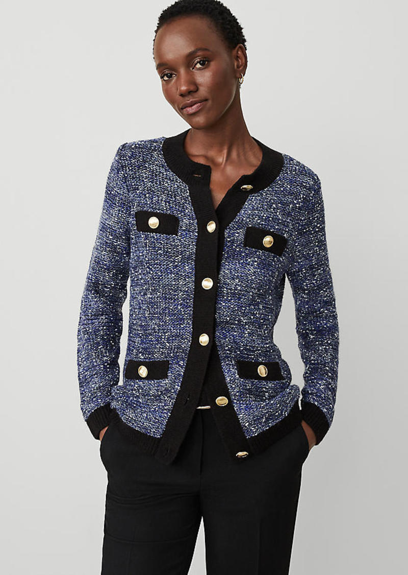 Ann Taylor Petite Tweedy Texture Button Trim Jacket