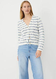 Ann Taylor Petite Tweedy V-Neck Sweater Jacket
