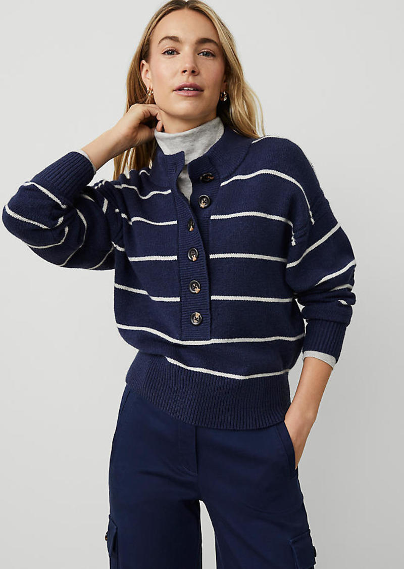 Ann Taylor Petite Stripe Henley Sweater