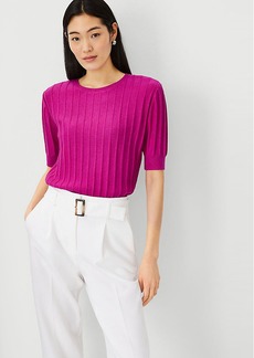 Ann Taylor Petite Wide Ribbed Elbow Sleeve Sweater Tee