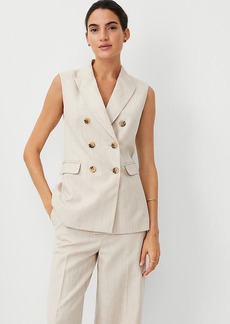 Ann Taylor Pinstripe Long Double Breasted Vest