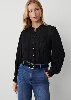 Ann Taylor Pintuck Button Down Blouse