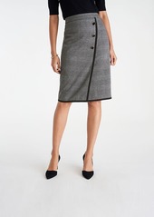 Ann Taylor Plaid Button Wrap Pencil Skirt