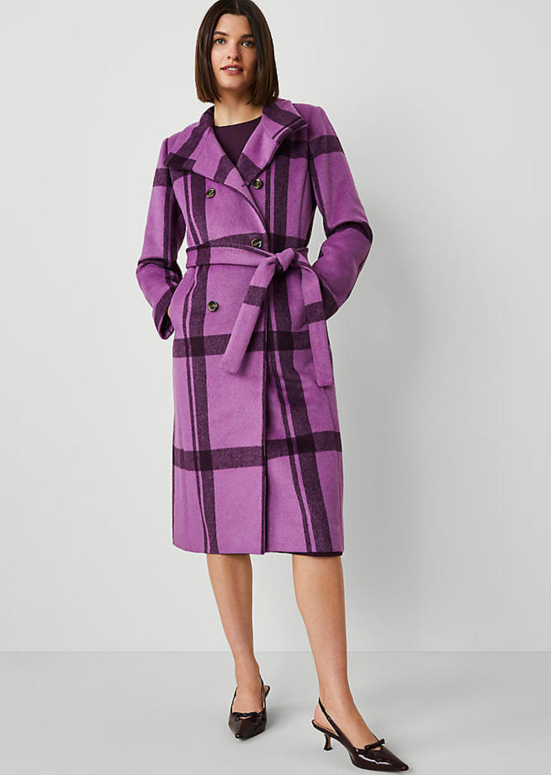 Ann Taylor Plaid Double-Breasted Coat