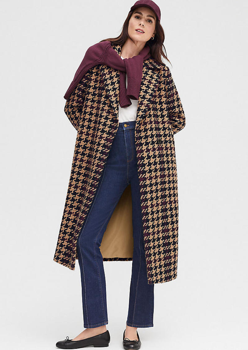 Ann Taylor Plaid Long Double Breasted Coat