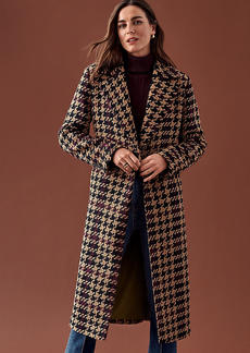 Ann Taylor Plaid Long Double Breasted Coat