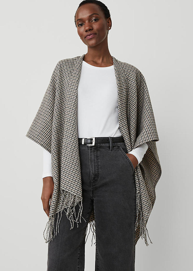 Ann Taylor Plaid Open Front Poncho