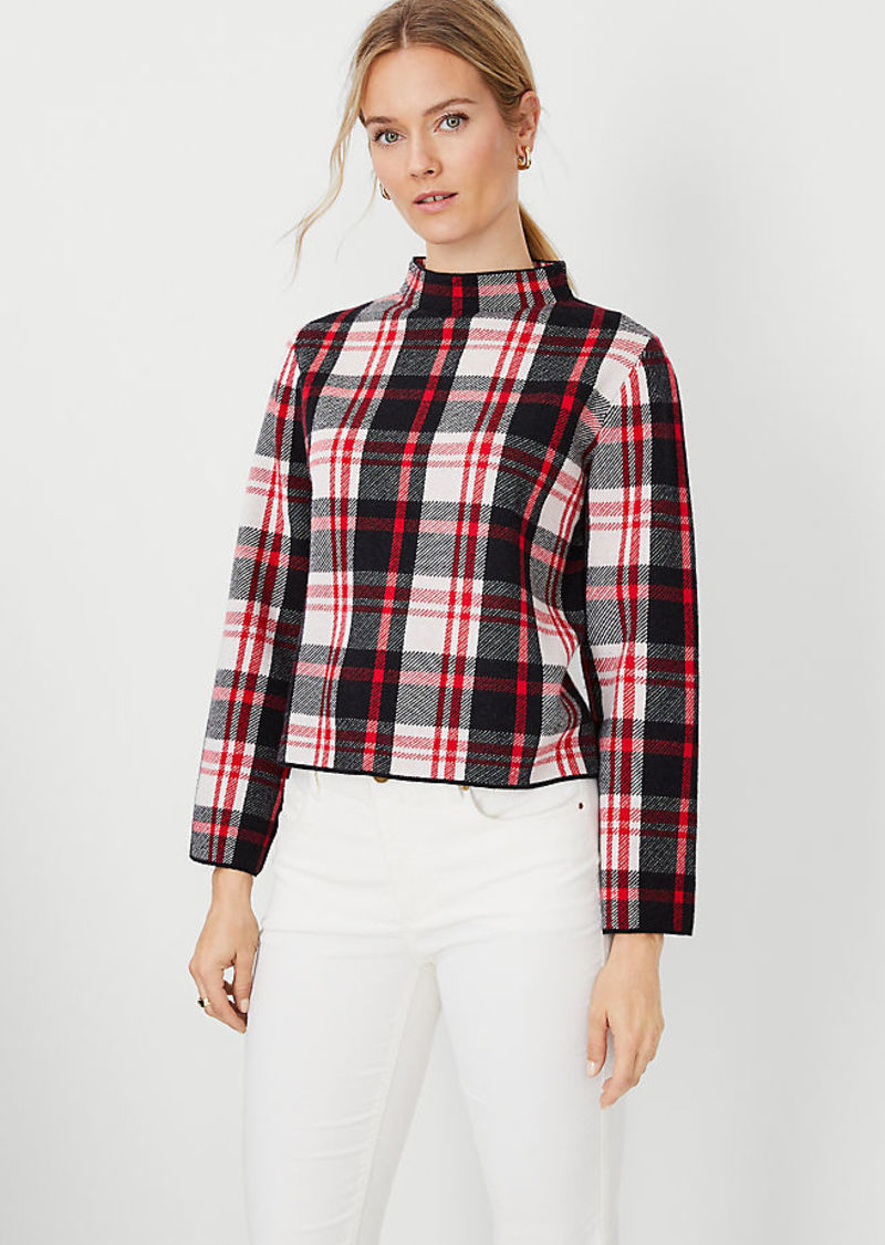 Ann Taylor Plaid Relaxed Sweater