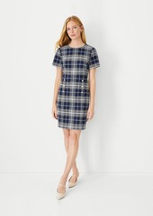 Ann Taylor Plaid Short Sleeve Sheath Dress