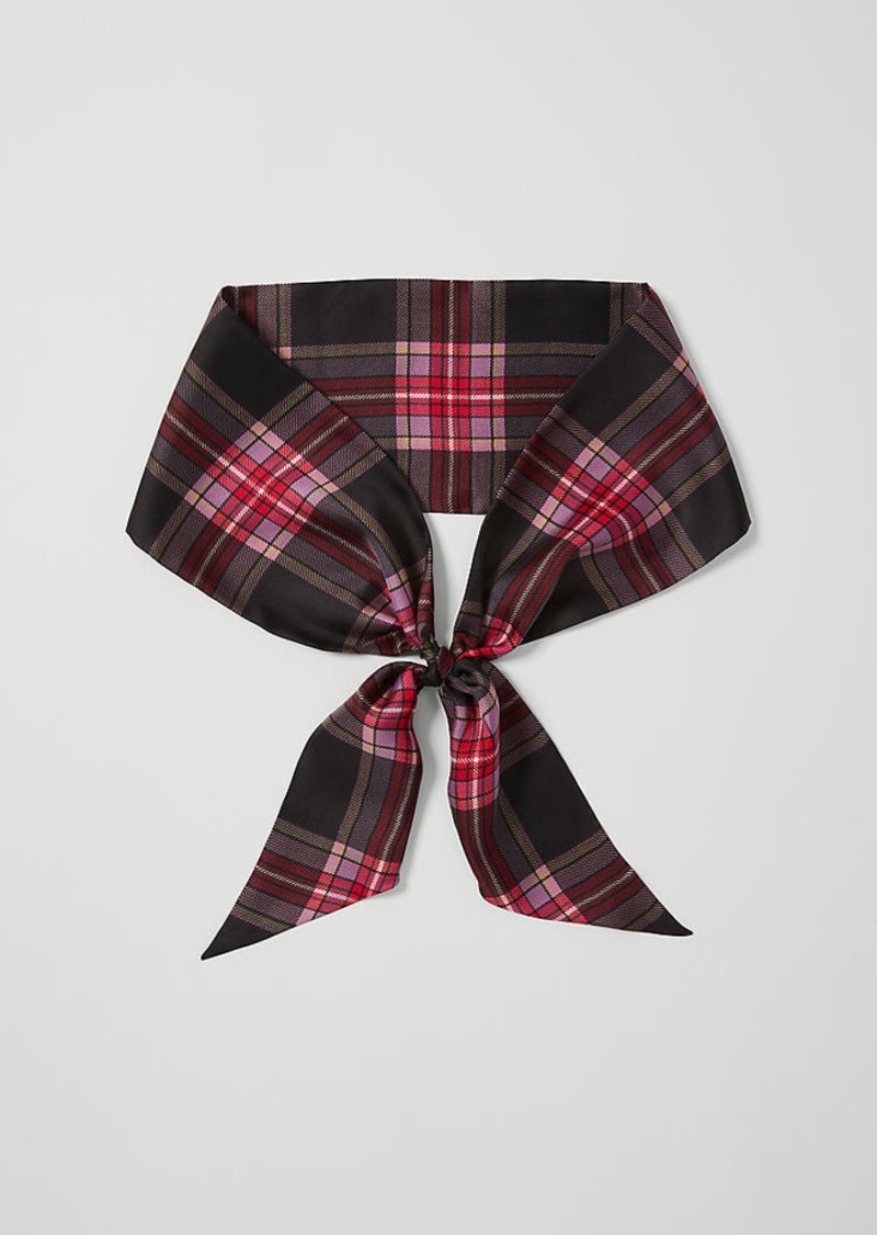 Ann Taylor Plaid Skinny Silk Scarf