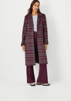 Ann Taylor Plaid Wool Blend Tailored Chesterfield Coat