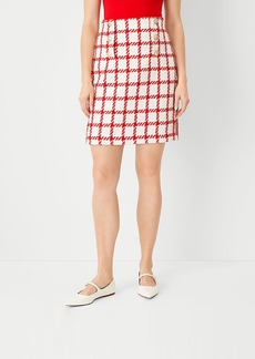 Ann Taylor Plaid Tweed Button A-Line Skirt