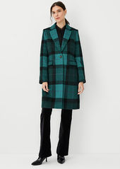 Ann Taylor Plaid Wool Blend Short Chesterfield Coat