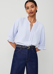 Ann Taylor Pleat Neck Popover Top