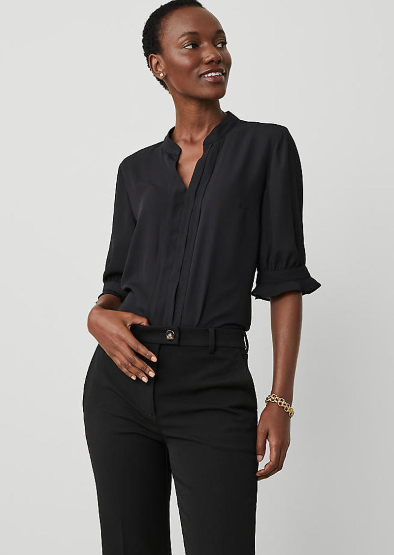 Ann Taylor Pleat Neck Popover Top