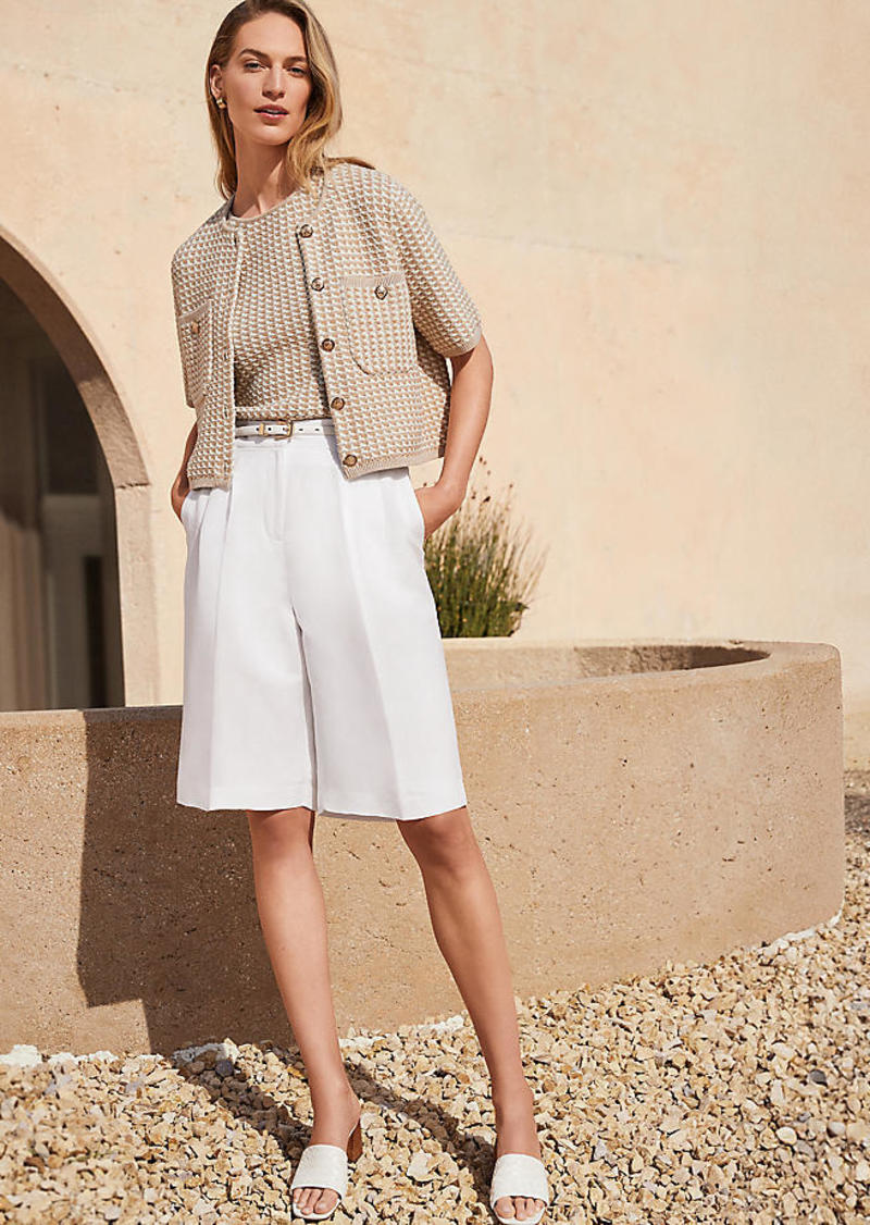 Ann Taylor Pleated Long Shorts in Linen Blend