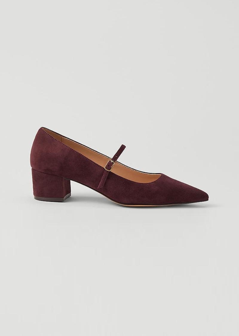 Ann Taylor Suede Mary Jane Block Heel Pump