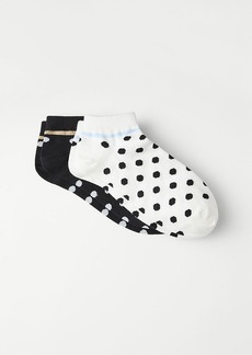 Ann Taylor Polka Dot Stripe Ankle Sock Set