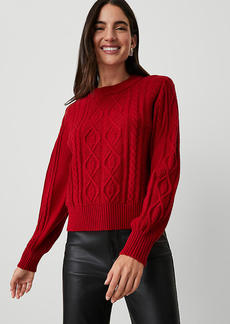 Ann Taylor Puff Sleeve Cable Sweater