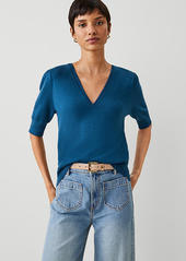 Ann Taylor Puff Sleeve V-Neck Sweater