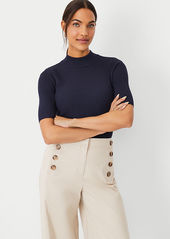 Ann Taylor Ribbed Mock Neck Sweater Tee