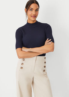 Ann Taylor Ribbed Mock Neck Sweater Tee