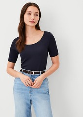 Ann Taylor Ribbed Modern Seamless Scoop Neck Tee