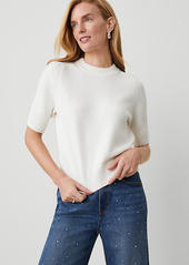 Ann Taylor Ribbed Trim Crew Neck Sweater Tee