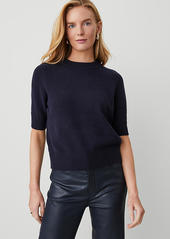 Ann Taylor Ribbed Trim Crew Neck Sweater Tee