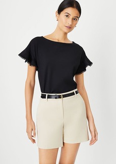 Ann Taylor Ruffle Sleeve Boatneck Top