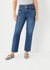 Ann Taylor Sculpting Pocket High Rise Straight Jeans in Classic Mid Wash