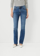 Ann Taylor Sculpting Pocket Mid Rise Boot Cut Jeans in Mid Stone Wash