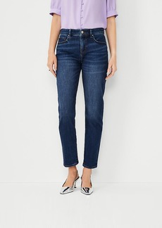 Ann Taylor Mid Rise Tapered Jeans in Authentic Dark Wash