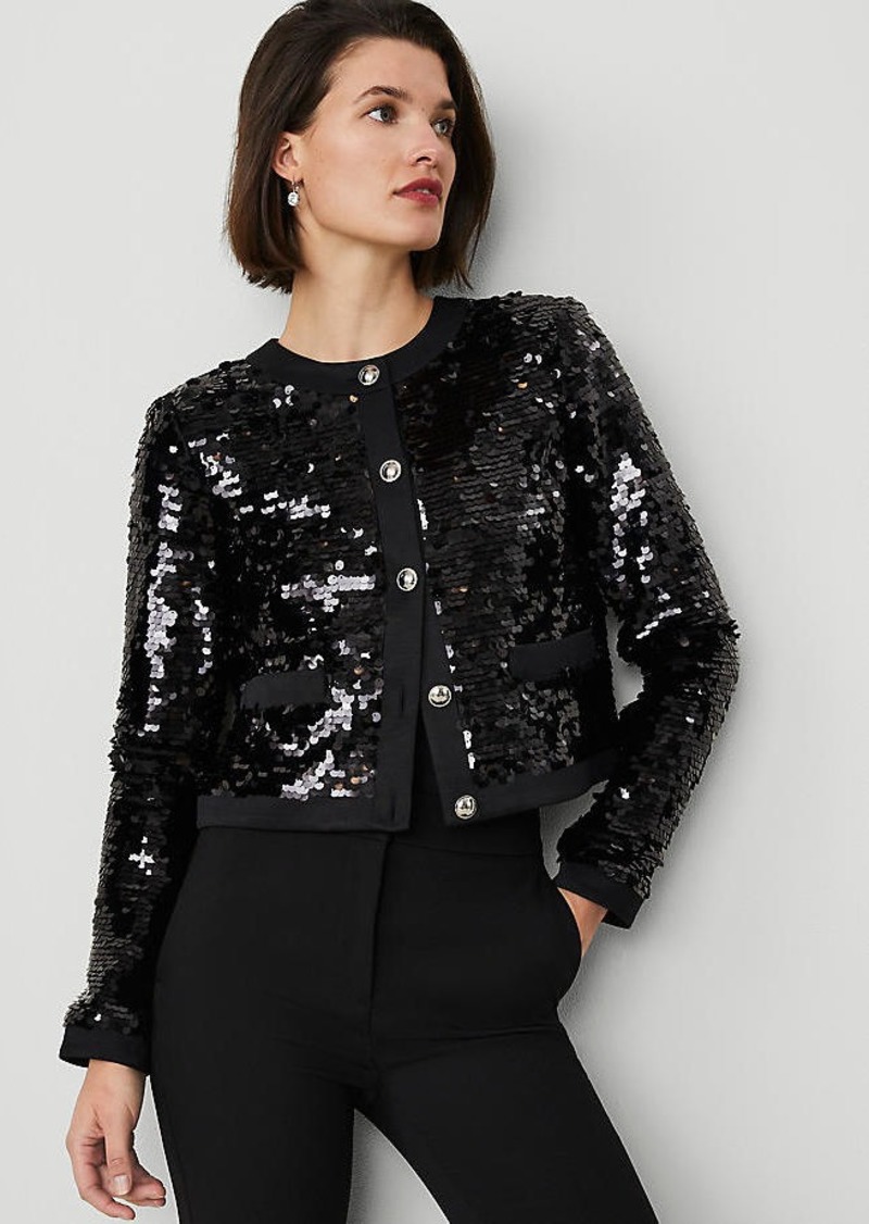 Ann Taylor Sequin Crew-Neck Jacket