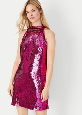 Ann Taylor Sequin Mock Neck Shift Dress