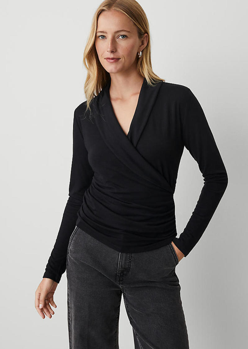 Ann Taylor Shawl Collar Wrap Top