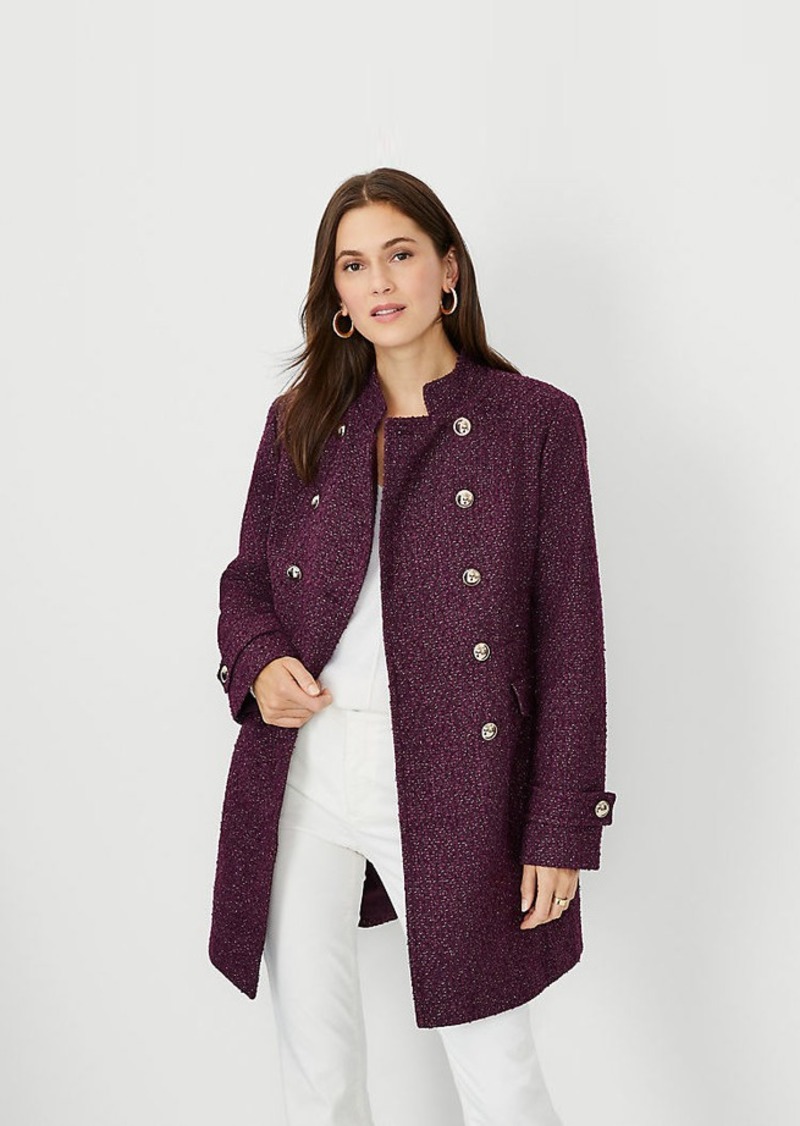 Ann Taylor Shimmer Tweed Fitted Double Breasted Coat