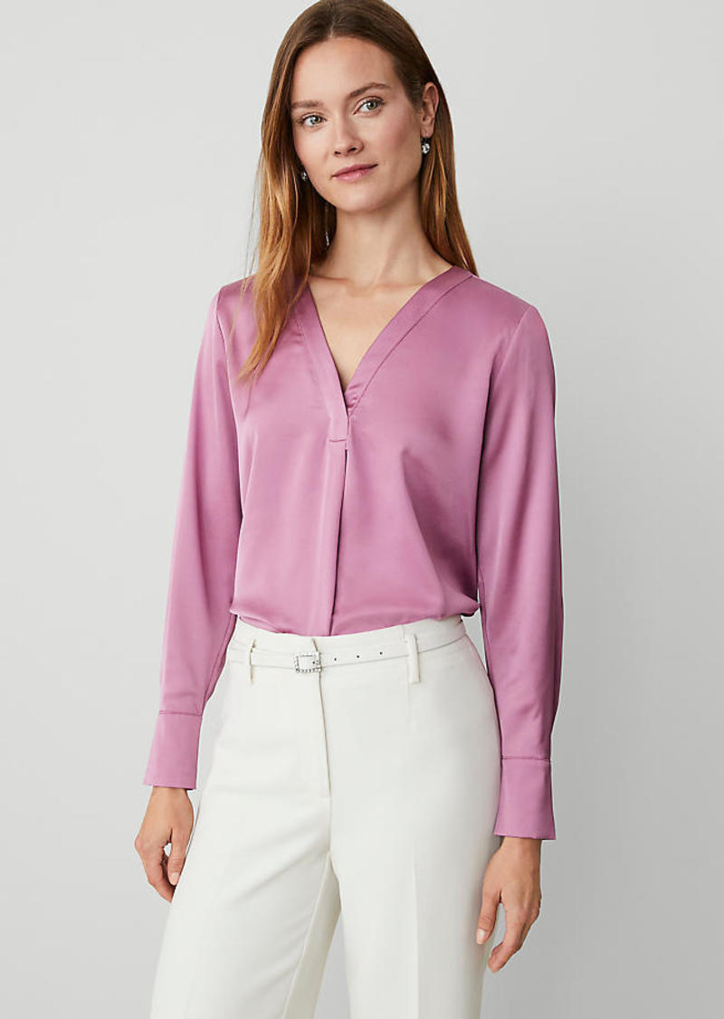 Ann Taylor Shine Woven Pleat Front Top