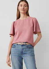 Ann Taylor Shirred Short Sleeve Top