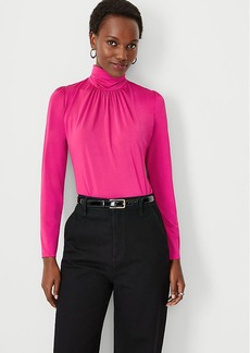 Ann Taylor Shimmer Shirred Turtleneck Top